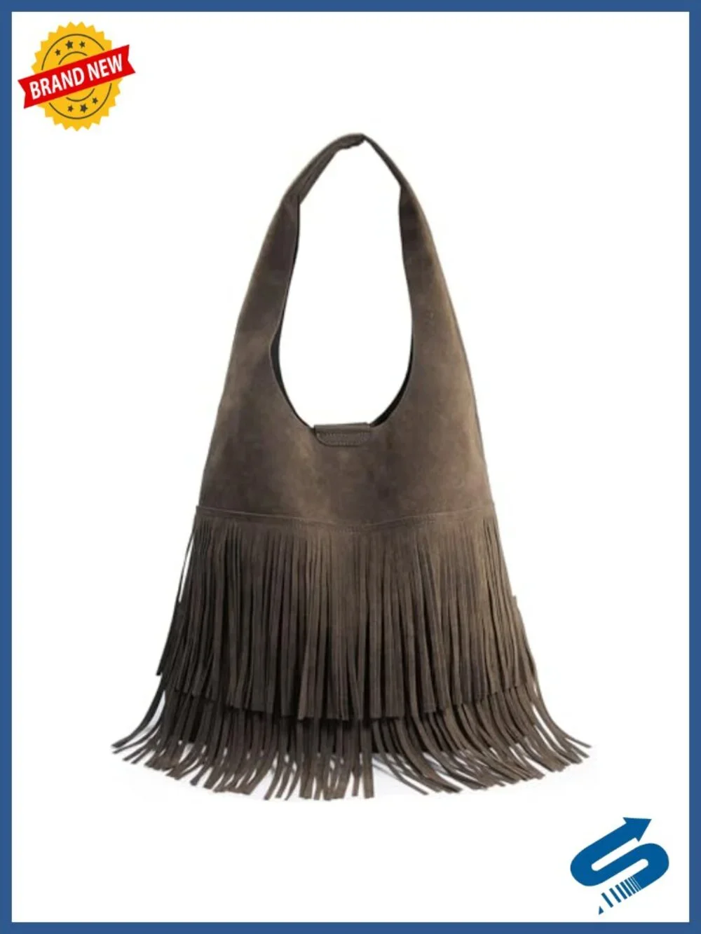 Faux Suede Fringe Hobo Bag with Magnetic Snap Closure